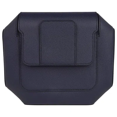 Pre-owned Hermes Octogone Pochette Clutch Bag Blue Indigo Epsom Leather