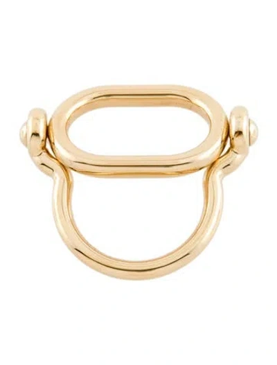 Pre-owned Hermes Odyssee Scarf Ring In Gold