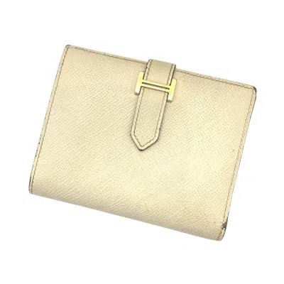 Pre-owned Hermes Off-white Epsom Leather Wallet (bi-fold) ()