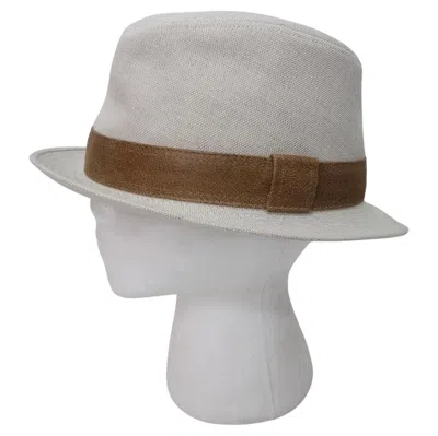 Pre-owned Hermes Off White Fedora With Brown Classic Strap