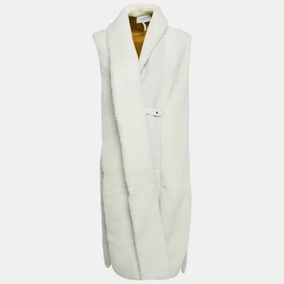 Pre-owned Hermes Hermès Off-white Fur Sleeveless Shearling Long Coat M