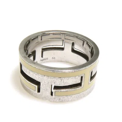Pre-owned Hermes Off-white Silver Enamel Silver 925 Band Ring ()