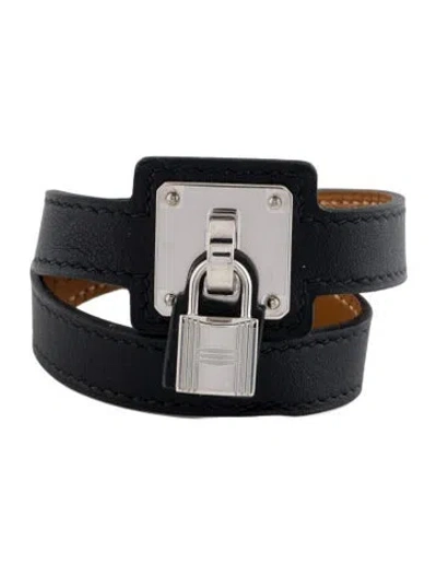 Pre-owned Hermes O'kelly Double Tour Bracelet In Black