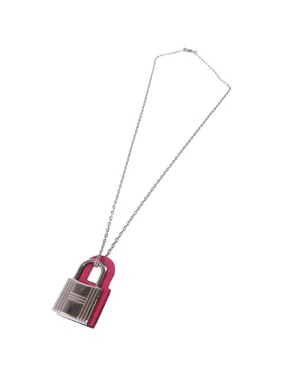 Pre-owned Hermes O'kelly Leather Necklace In Silver