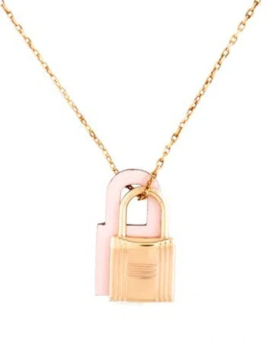 Pre-owned Hermes O'kelly Lock Pendant Necklace, 19.5" In Multicolor