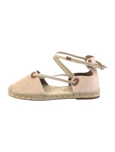 Pre-owned Hermes Ole Drill Canvas Espadrilles In Neutrals