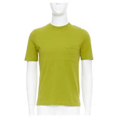Pre-owned Hermes Olive Green Cotton H Logo Crew Neck Pocket T-shirt Top Xs