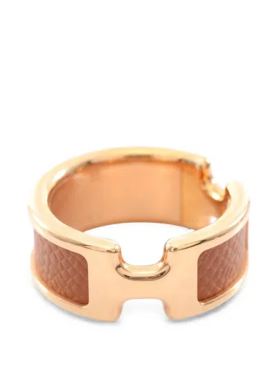 Pre-owned Hermes Olymp Pm Leather Ring In Gold