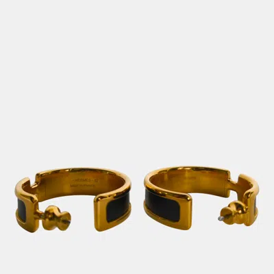 Pre-owned Hermes Olympe Earrings In Black Ghw