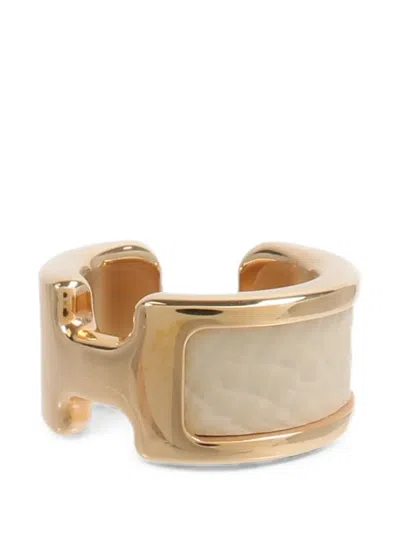 Pre-owned Hermes Olympe Epsom Leather Ear Cuff In Gold