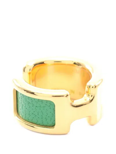 Pre-owned Hermes Olympe Pm Leather Ear Cuff In Gold