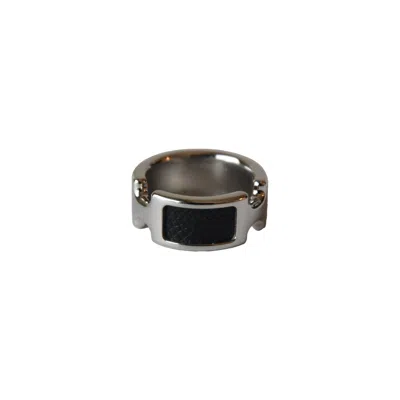 Pre-owned Hermes Olympe Ring Black Silver