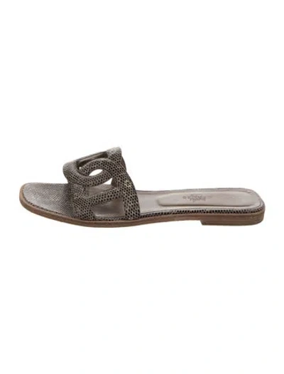 Pre-owned Hermes Omaha Chaîne D'ancre Insignia Slides In Brown