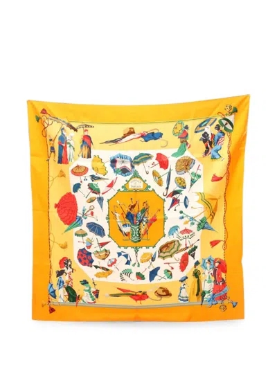 Pre-owned Hermes Ombrelles Et Parapluies Scarf In Yellow