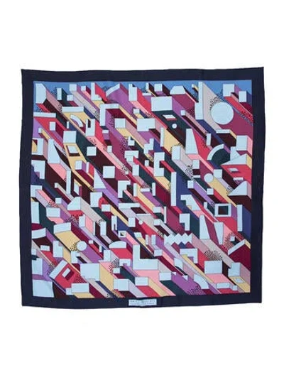 Pre-owned Hermes On A Summer Day Silk Scarf In Blue