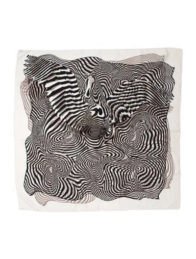 Pre-owned Hermes Onde De Chic Silk Scarf In White