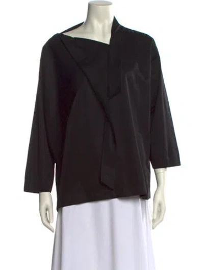 Pre-owned Hermes One-shoulder Three-quarter Sleeve Blouse In Black