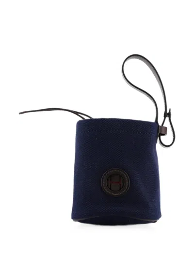 Pre-owned Hermes On-the-go Dog Toile Pouch In Blue
