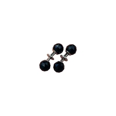 Pre-owned Hermes Hermès Onyx Sterling Silver Cufflinks In Black