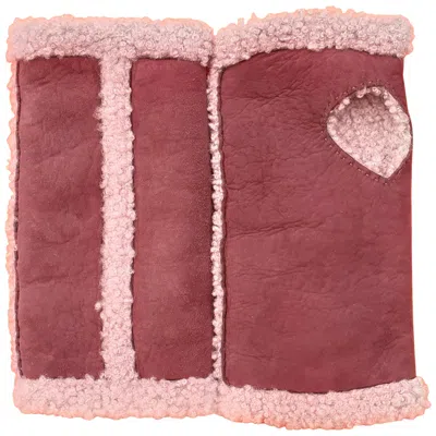 Pre-owned Hermes Hermès Open Gloves Mittens Teddy Plush Shearling Leather Wool Purple Size 6.5