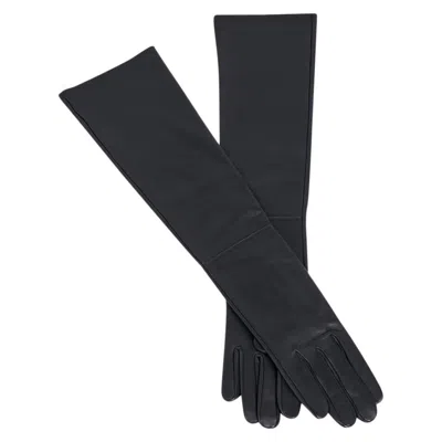 Pre-owned Hermes Opera Gloves Black Lambskin Leather Size 7