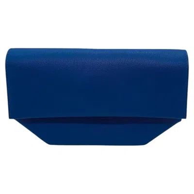 Pre-owned Hermes Opli Clutch Bag Blue Leather Silver Hardware Stmap A