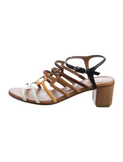 Pre-owned Hermes Oracle Chaîne D'ancre Insignia Gladiator Sandals In Brown