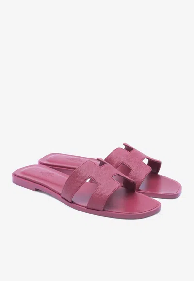 Hermes Oran H Cut-out Sandals In Epsom Leather In Pink