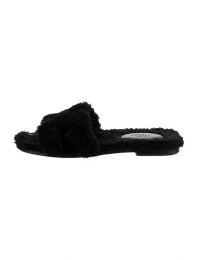 Pre-owned Hermes Oran H Logo Slides In Black
