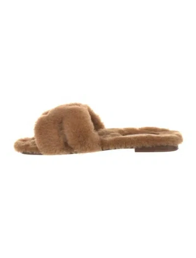 Pre-owned Hermes Oran H Logo Slides In Brown