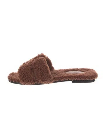 Pre-owned Hermes Oran H Logo Slides In Brown