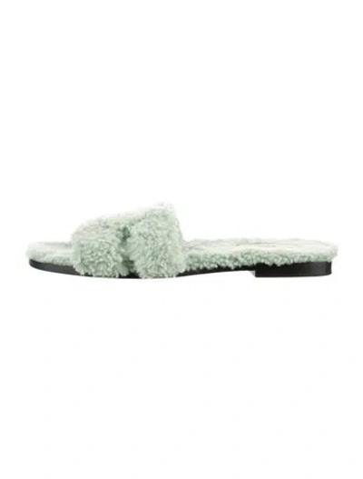 Pre-owned Hermes Oran H Logo Slides In Green