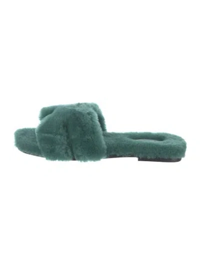 Pre-owned Hermes Oran H Logo Slides In Green
