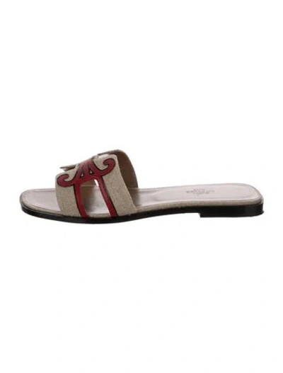 Pre-owned Hermes Oran H Logo Slides In Multi