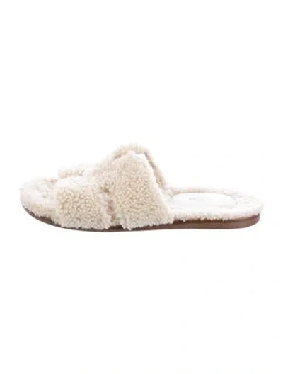 Pre-owned Hermes Oran H Logo Slides In Neutral