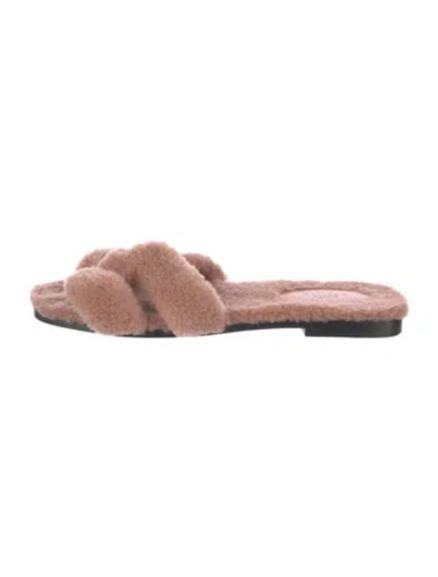 Pre-owned Hermes Oran H Logo Slides In Neutral