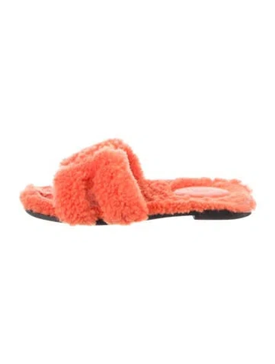 Pre-owned Hermes Oran H Logo Slides In Orange