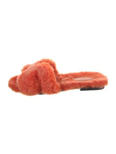 Pre-owned Hermes Oran H Logo Slides In Orange