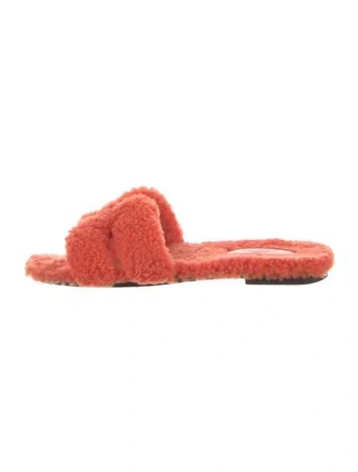 Pre-owned Hermes Oran H Logo Slides In Orange