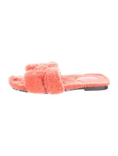 Pre-owned Hermes Oran H Logo Slides In Orange