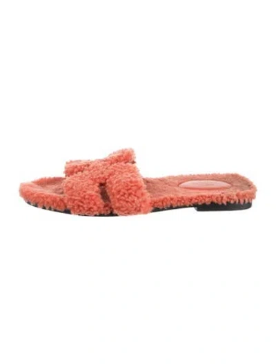 Pre-owned Hermes Oran H Logo Slides In Orange