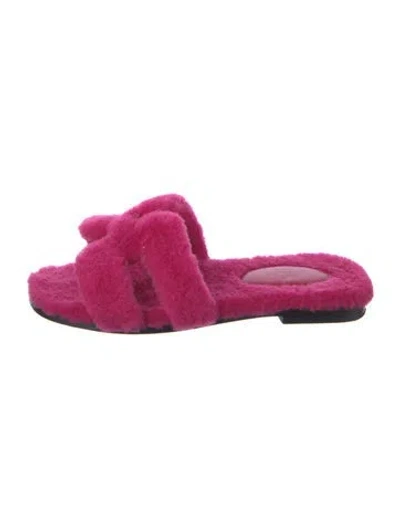 Pre-owned Hermes Oran H Logo Slides In Pink