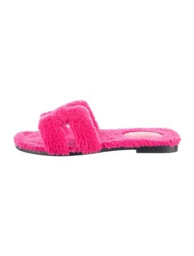 Pre-owned Hermes Oran H Logo Slides In Pink