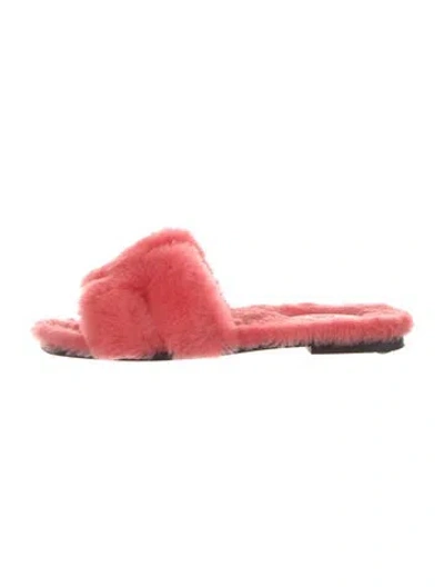 Pre-owned Hermes Oran H Logo Slides In Pink