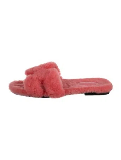 Pre-owned Hermes Oran H Logo Slides In Pink