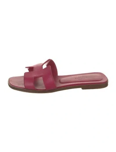 Pre-owned Hermes Oran H Logo Slides In Purple