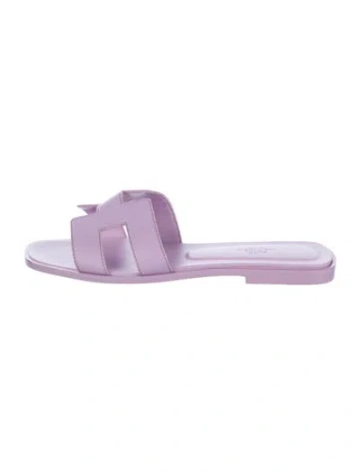 Pre-owned Hermes Oran H Logo Slides In Purple