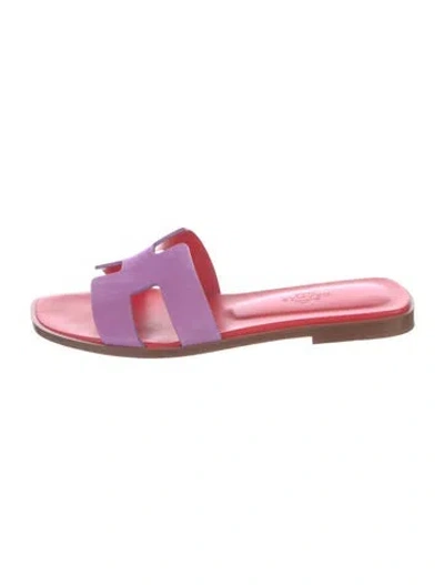 Pre-owned Hermes Oran H Logo Slides In Purple