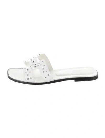 Pre-owned Hermes Oran H Logo Slides In White