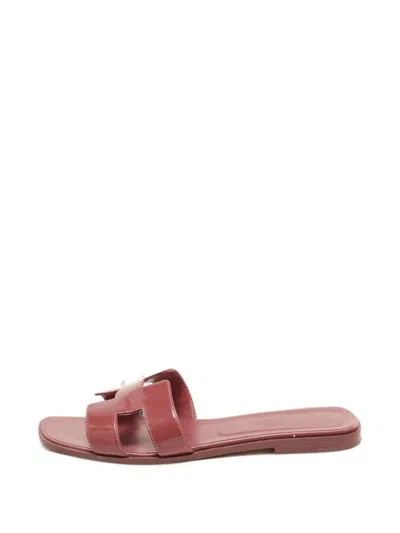Pre-owned Hermes Oran H-cut Flat Sandals In Pink